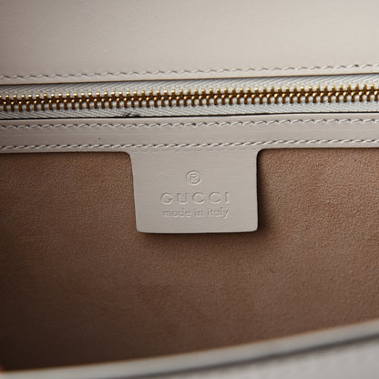 Gucci Calfskin Embroidered Medium Sylvie Top Handle Bag White 5 of 9