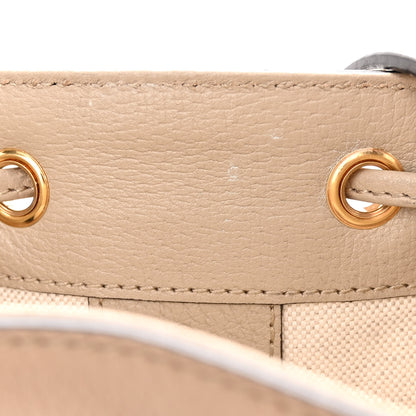 Gucci GG Supreme Monogram Textured Calfskin Web Mini Ophidia Bucket Bag Beige Mystic White Oatmeal 10 of 10