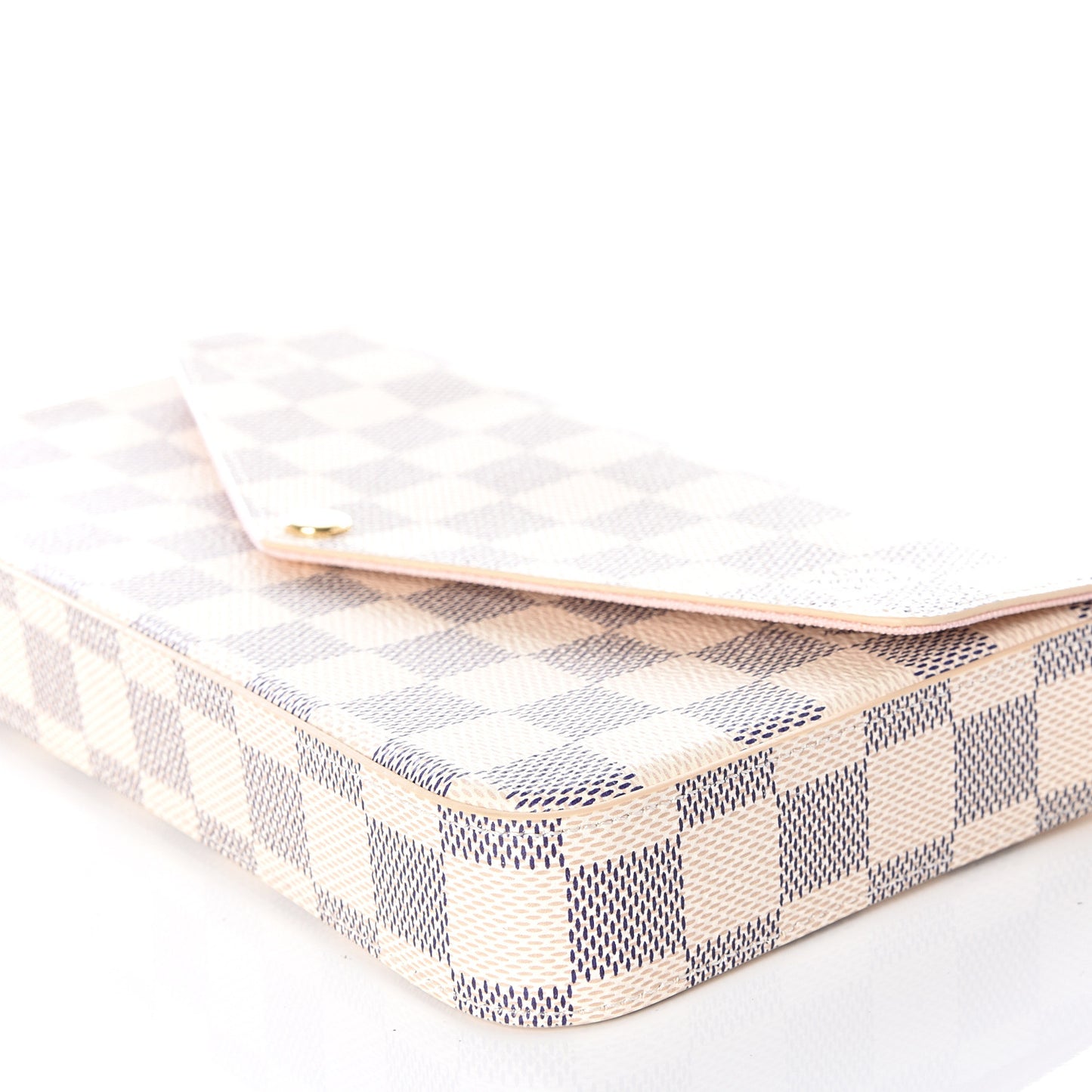 Damier Azur Pochette Felicie Chain Wallet Rose Ballerine