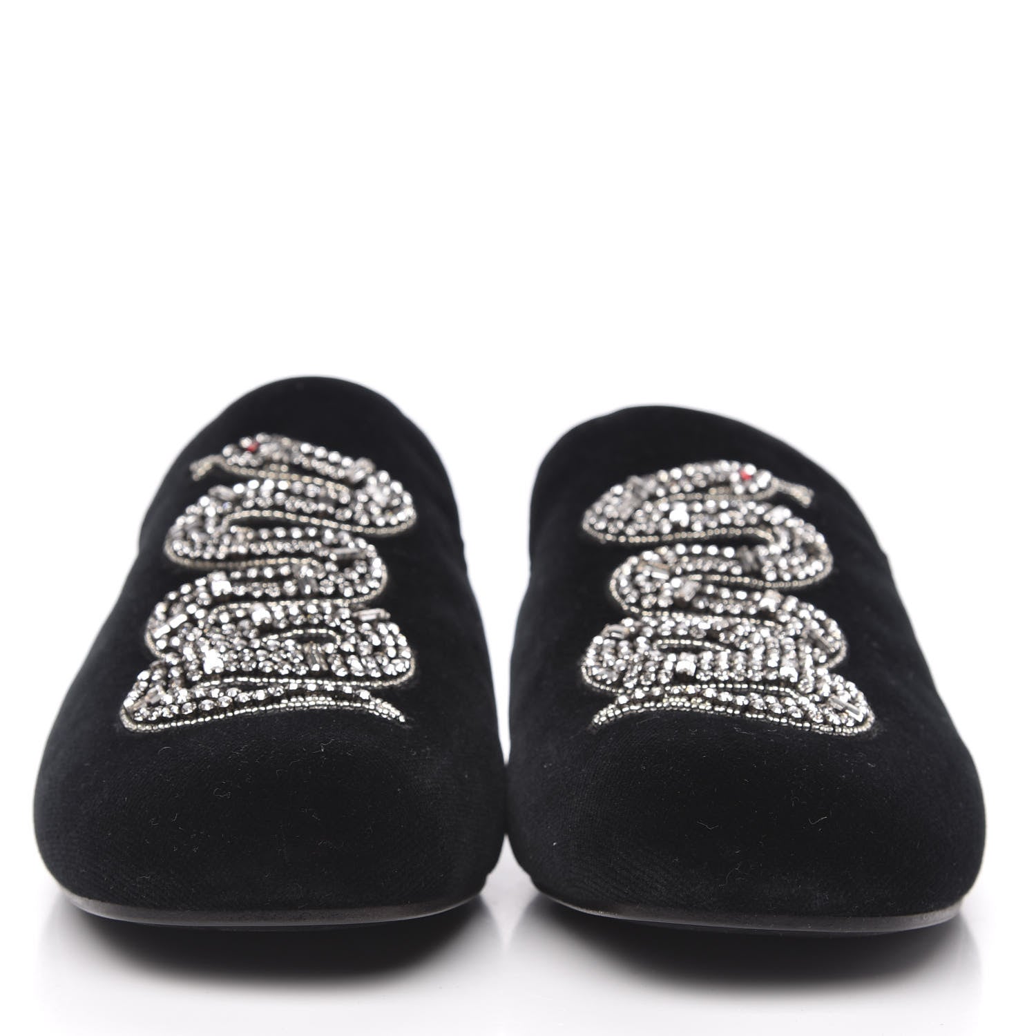 Gucci Velvet Embellished Evening Slipper 38 Black 2 of 9