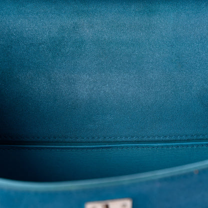 Hermes Veau Doblis Kelly Pochette Turquoise 6 of 12