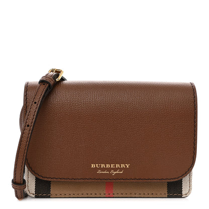Burberry Derby Calfskin House Check Wallet On Chain Brown 1 of 10