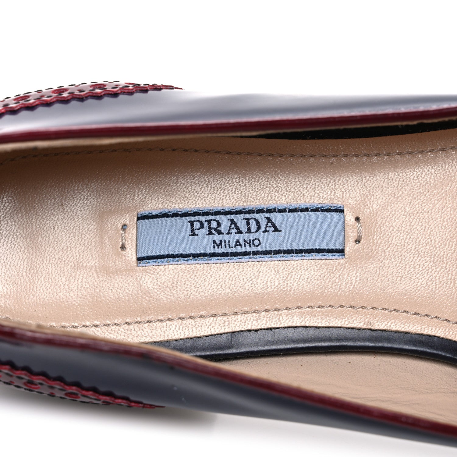 Prada Calfskin Tassel Slip On Loafers 38 Navy Red 9 of 11