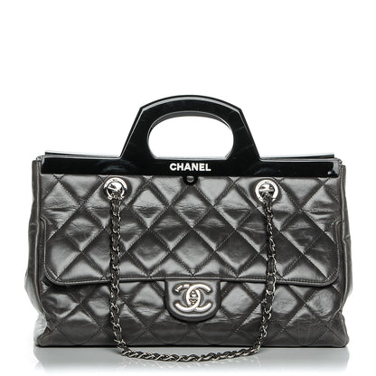 Chanel Glazed Calfskin Quilted Small CC Delivery Tote Grey 1 of 7