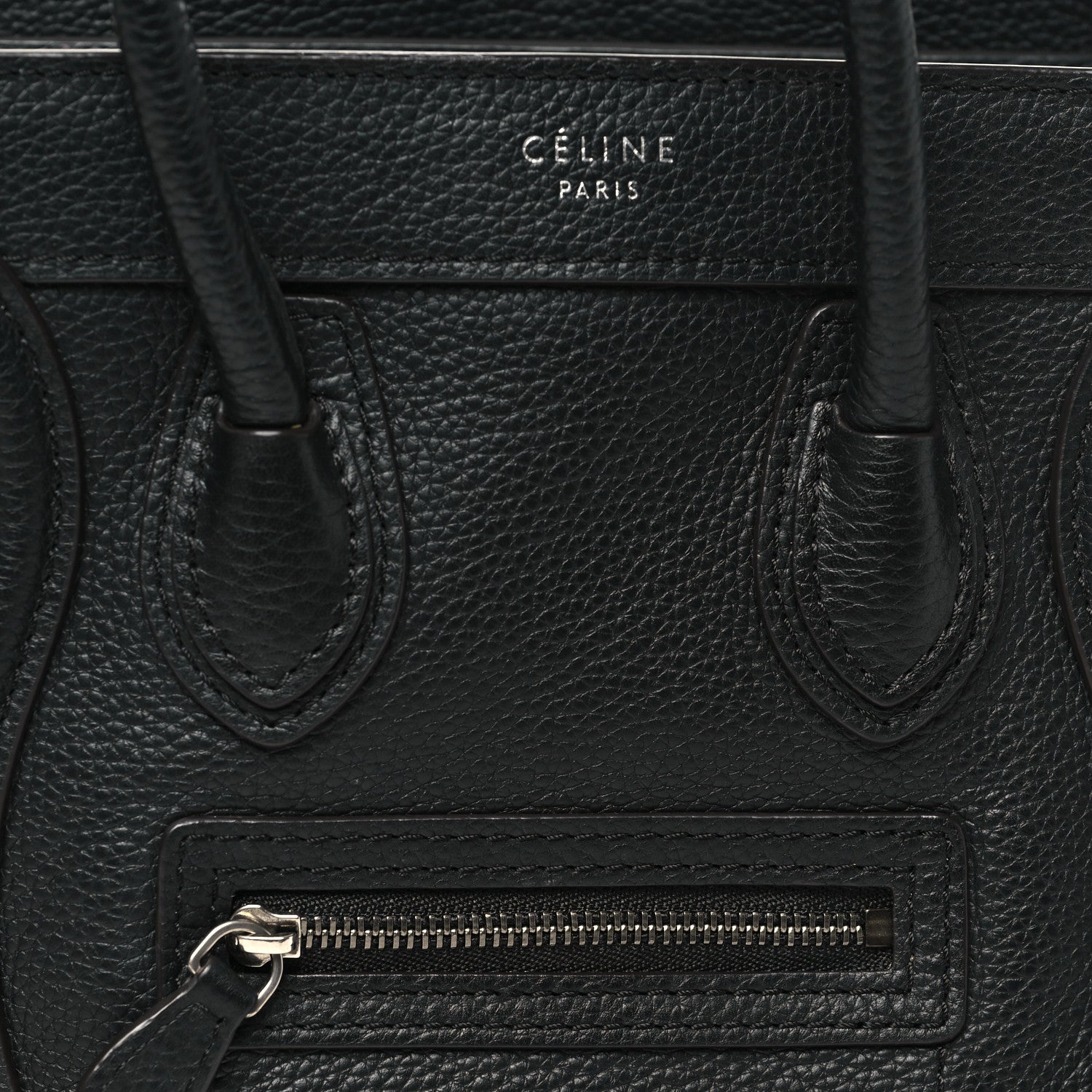 Celine Pebbled Calfskin Nano Luggage Black 7 of 9