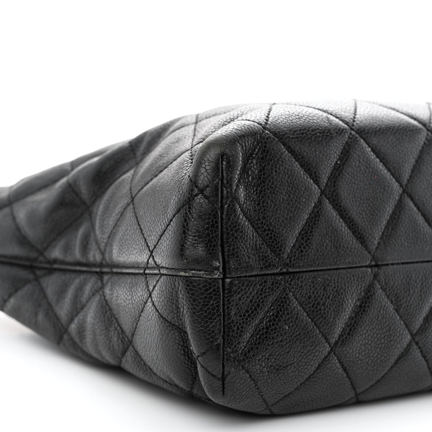 Caviar Quilted Shopping Tote Black