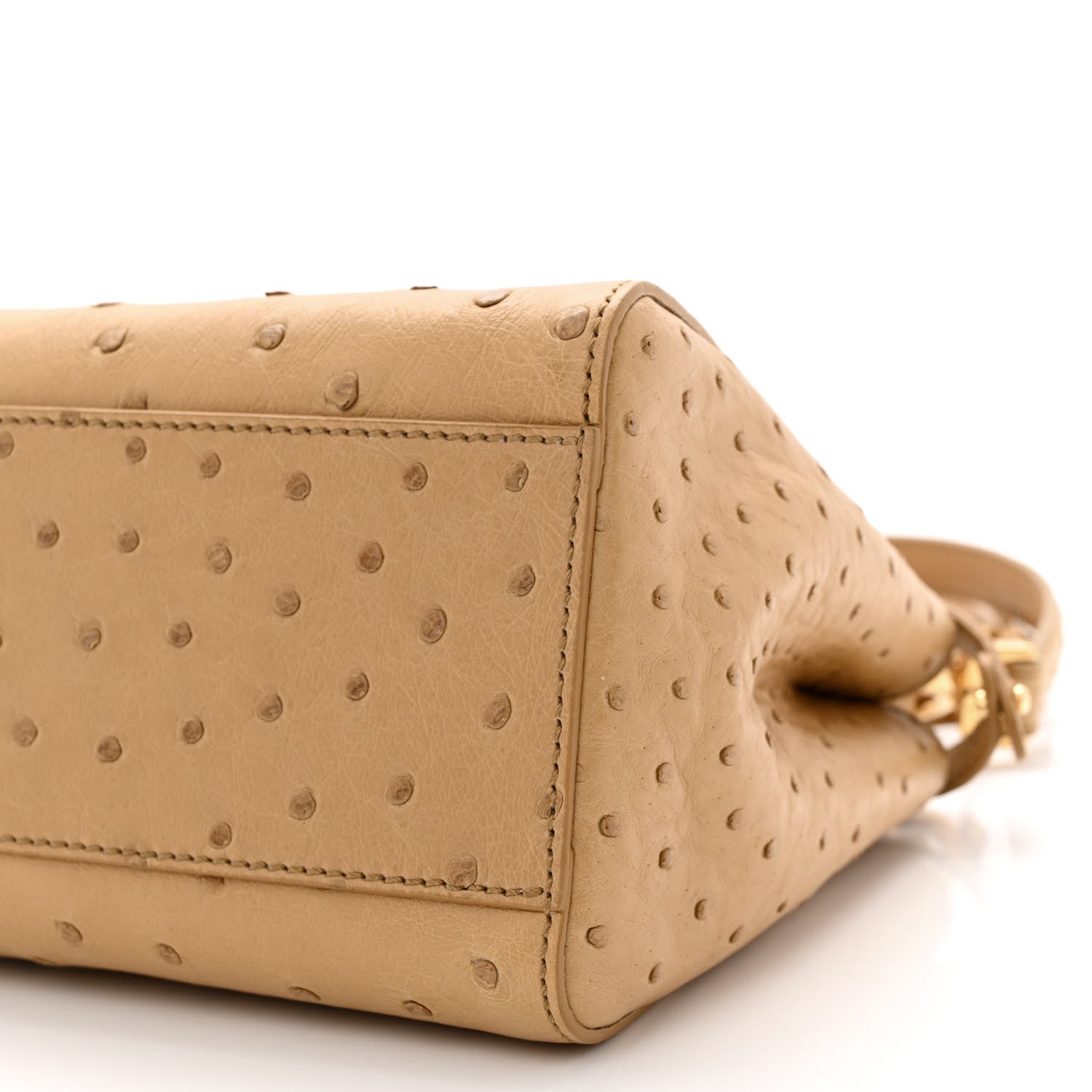 Fendi Ostrich Shiny Nappa Mini Peekaboo Iconic Satchel Cuoio 11 of 12