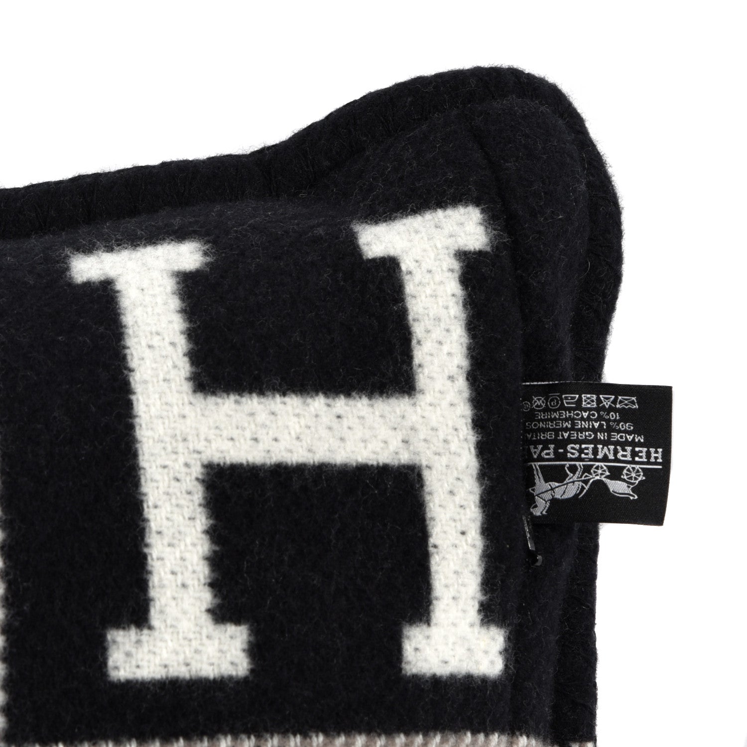 Hermes Wool Cashmere Avalon III Pillow PM Ecru Black 3 of 4