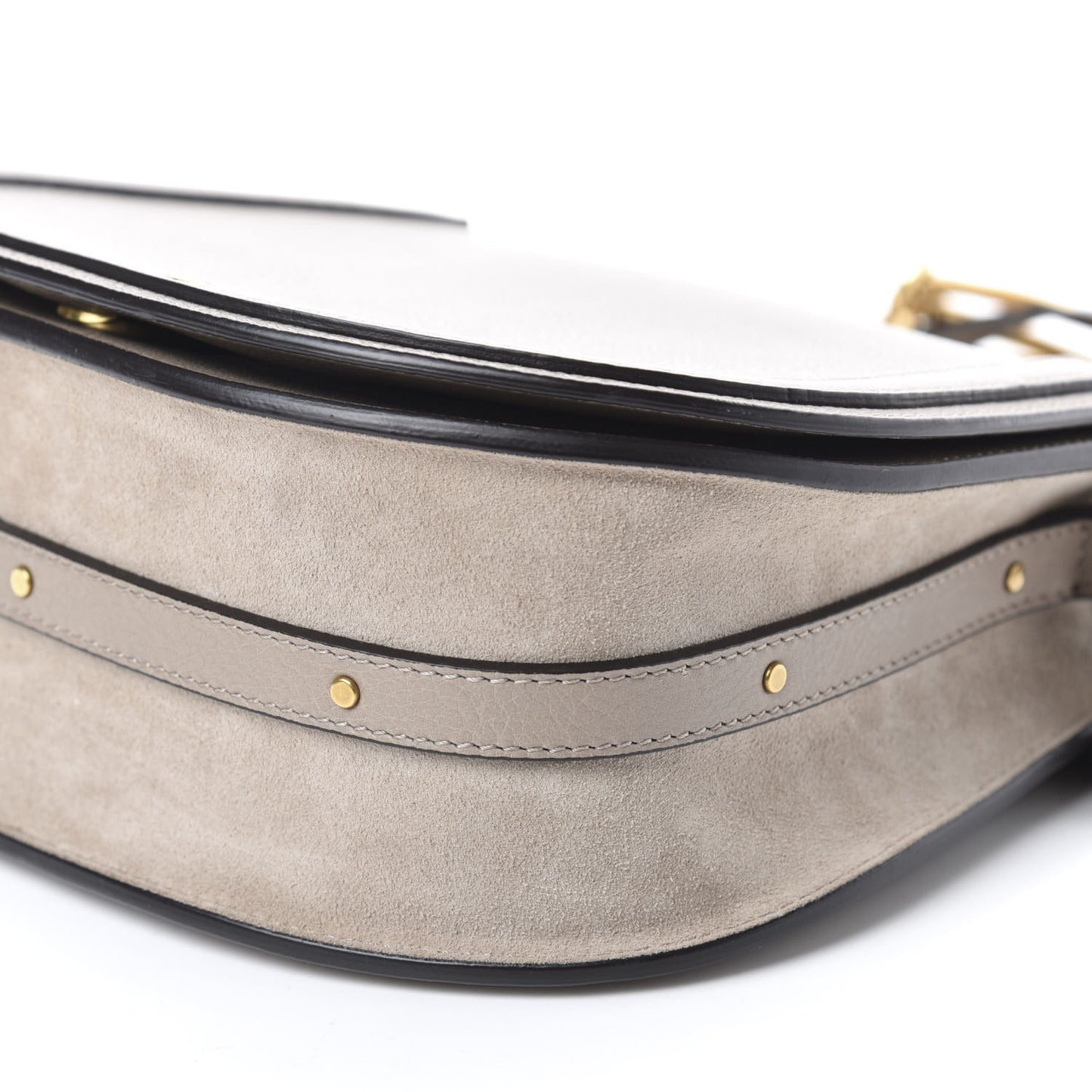 Calfskin Suede Medium Nile Bracelet Bag Motty Grey