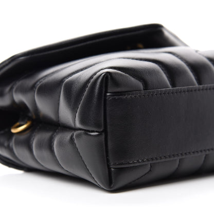 Saint Laurent Calfskin Y Quilted Monogram Toy Loulou Crossbody Bag Black 6 of 11