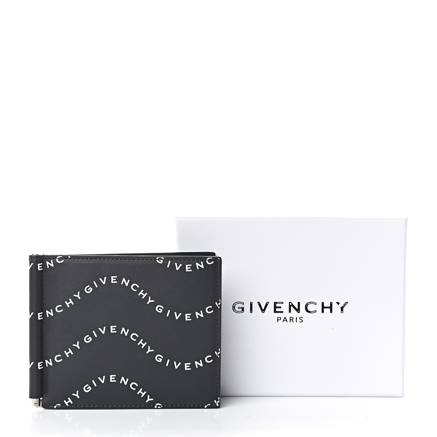 Givenchy Calfskin Waves Print Billfold Wallet Black White 7 of 7