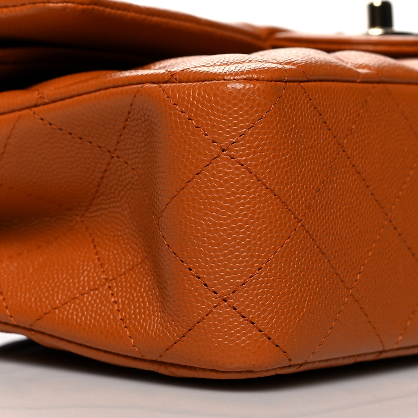 Caviar Quilted Medium Double Flap Light Brown