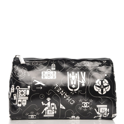 Chanel Coated Canvas Airline Cosmetic Pouch Black White 1 of 8
