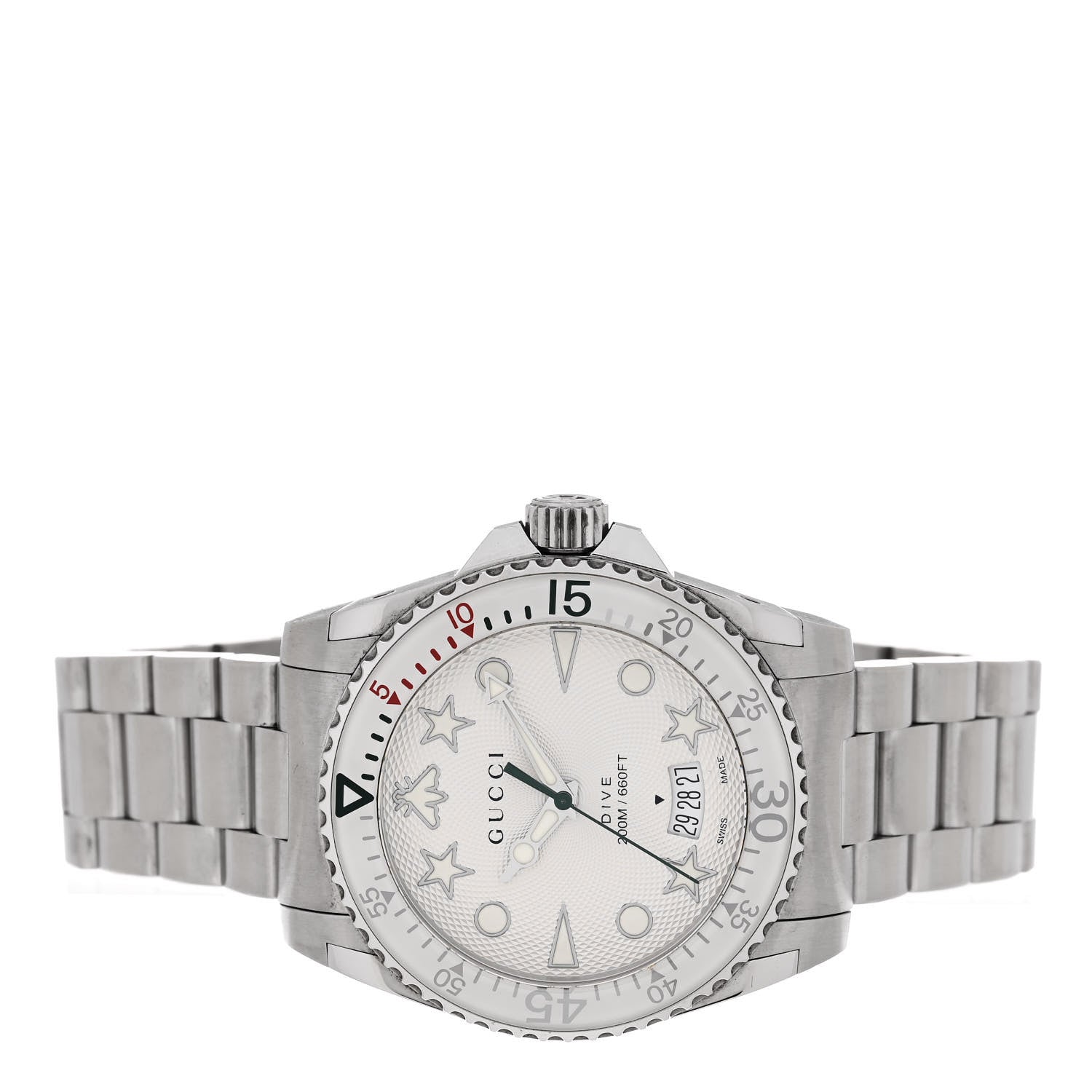 Gucci Stainless Steel 40mm Dive Quartz Watch White 2 of 4