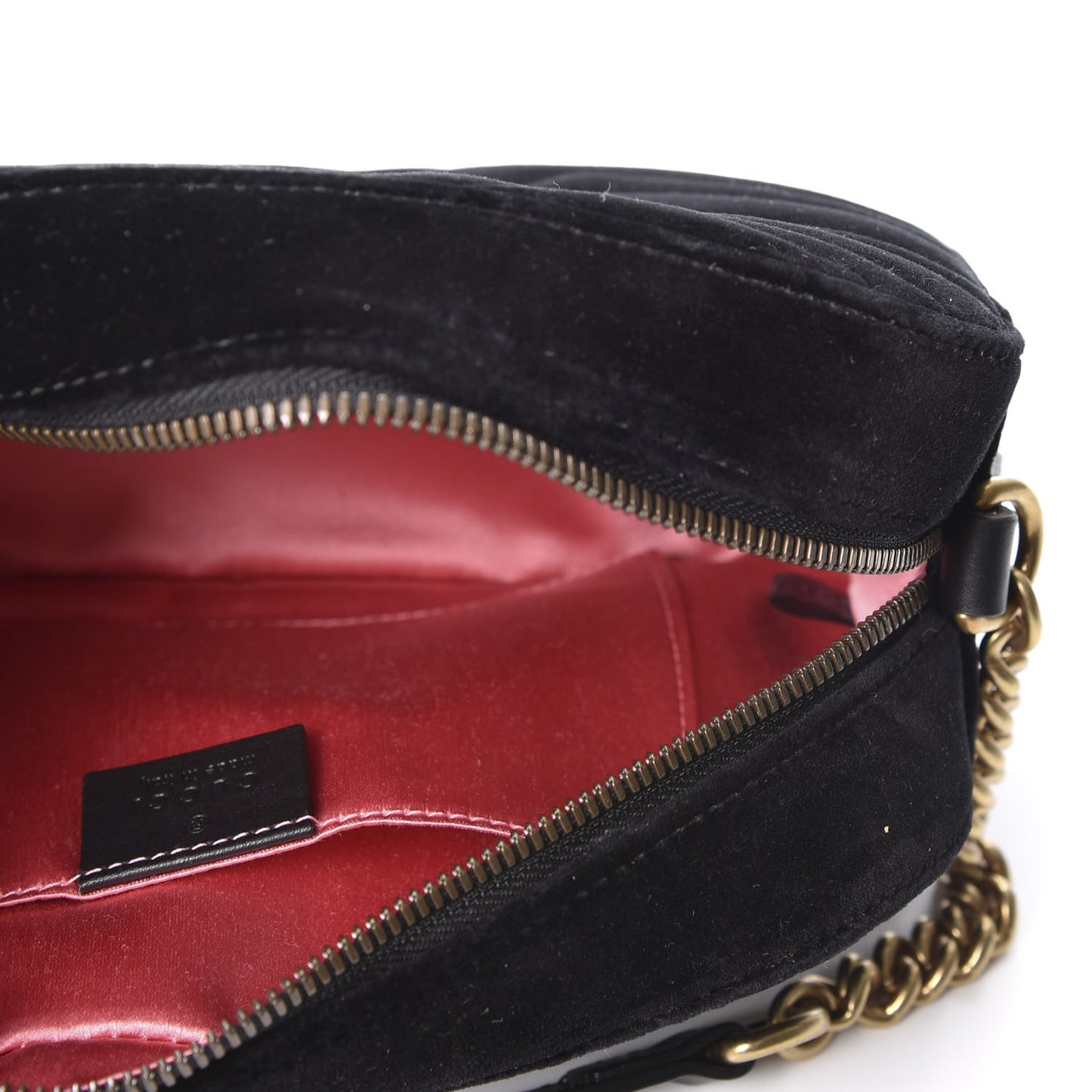 Velvet Matelasse Small GG Marmont Chain Shoulder Bag Black