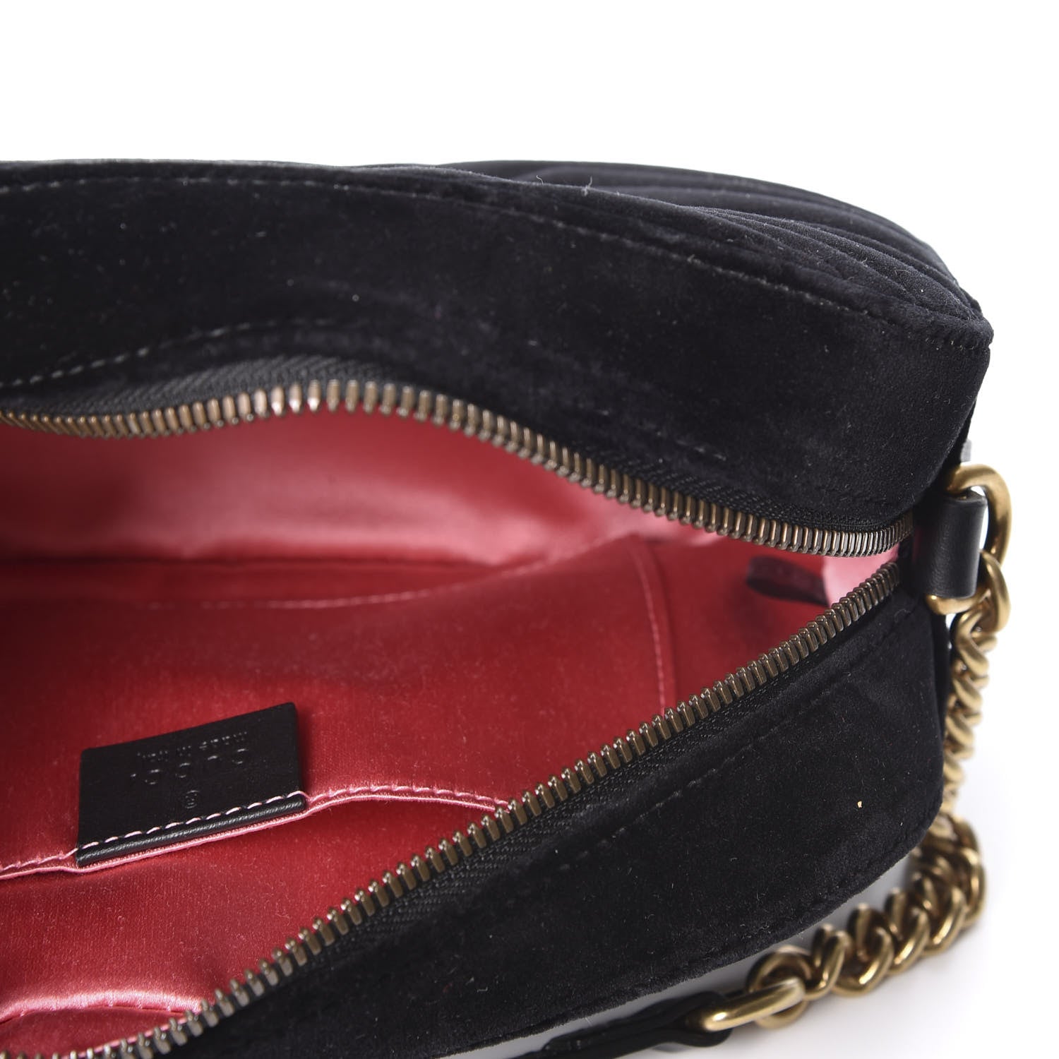 Gucci Velvet Matelasse Small GG Marmont Chain Shoulder Bag Black 4 of 9