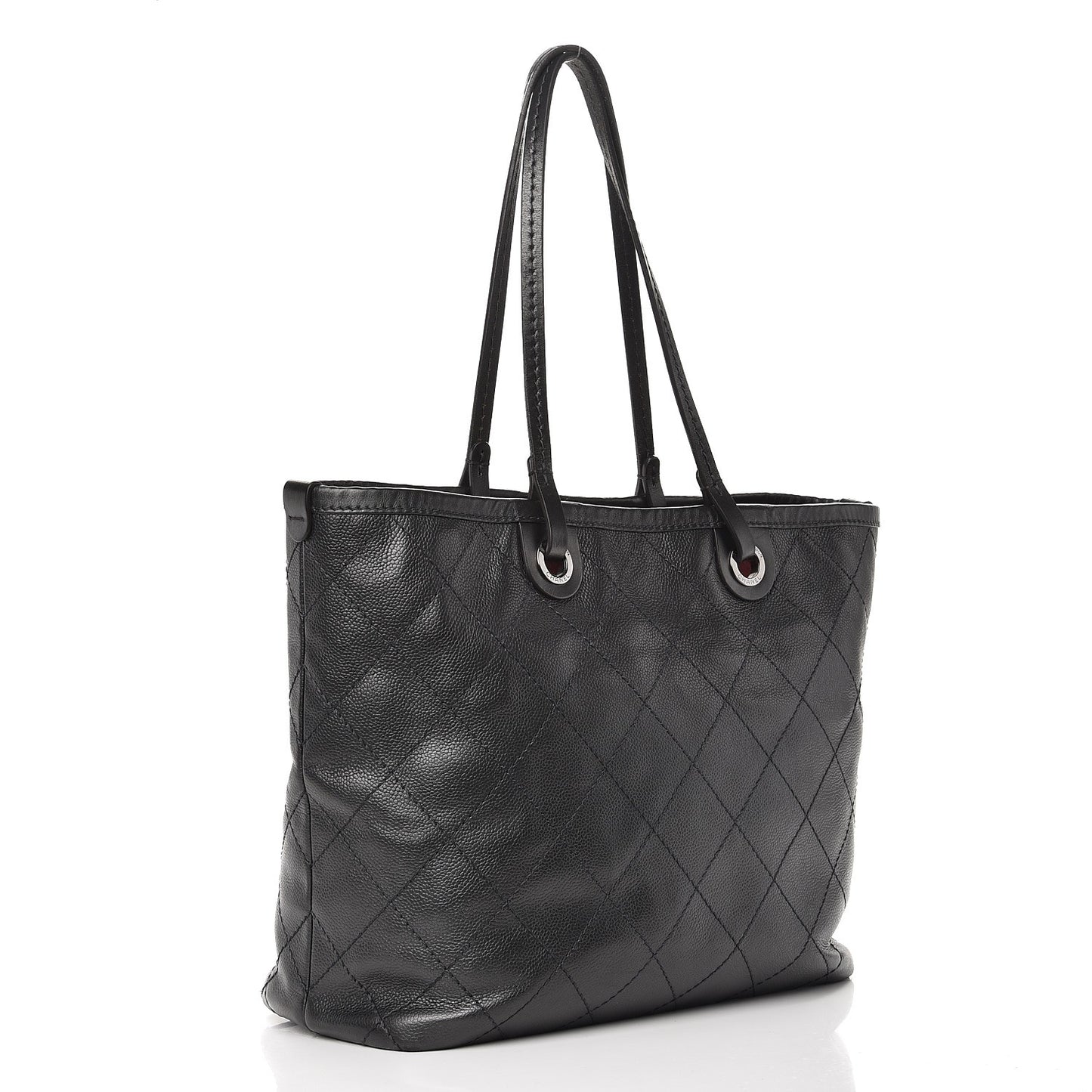 Grained Calfskin Shopping Fever Tote Dark Grey
