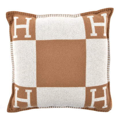 Hermes Wool Cashmere Avalon Pillow PM Ecru Camel 1 of 3