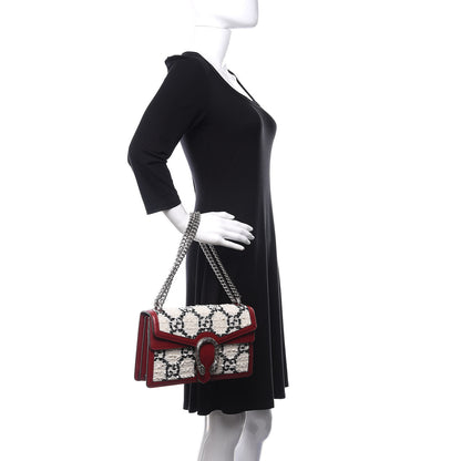 Gucci Tweed GG Monogram Small Dionysus Shoulder Bag White Black Romantic Cherry 3 of 11