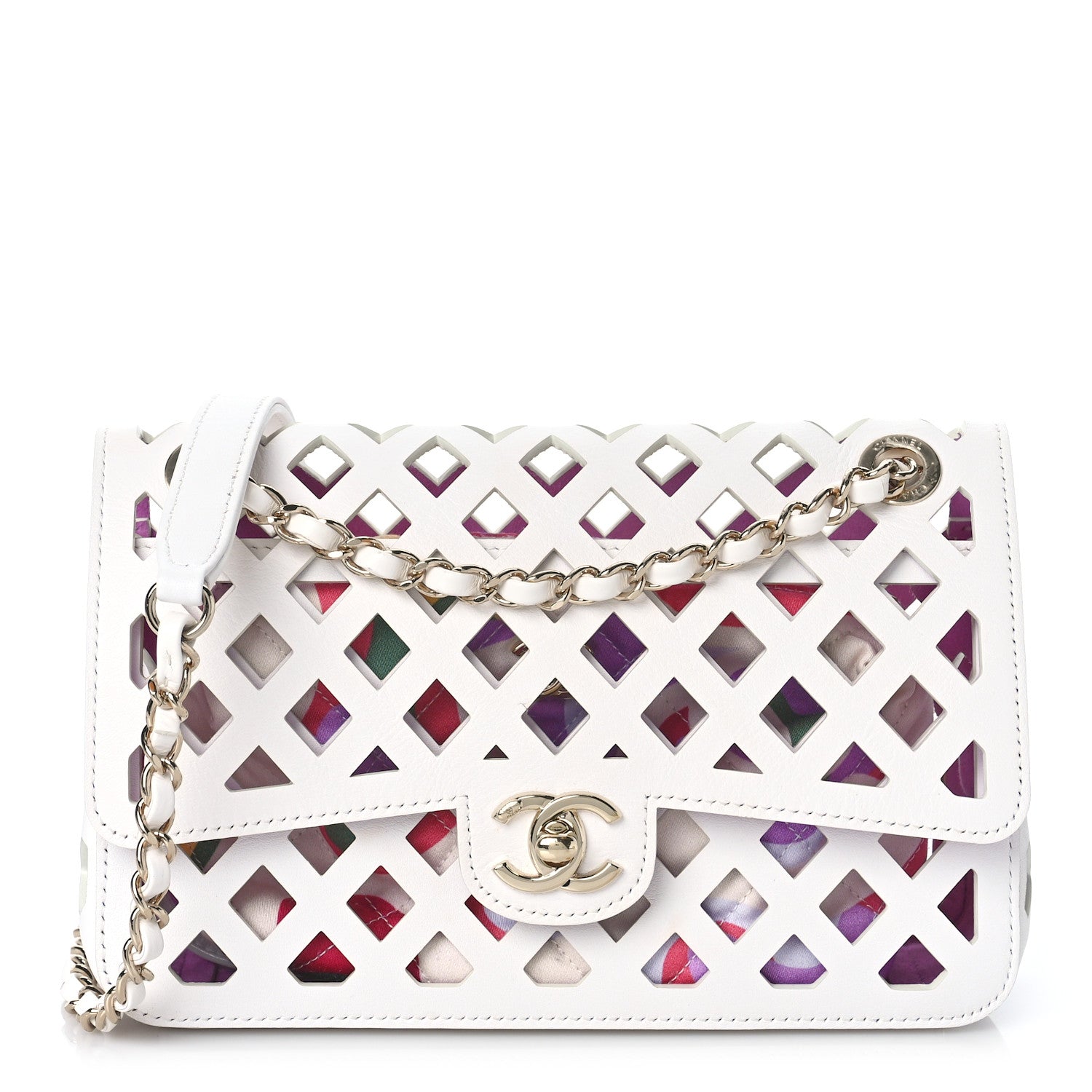 Chanel Lambskin Small Sea Through Flap White Multicolor 4 of 14
