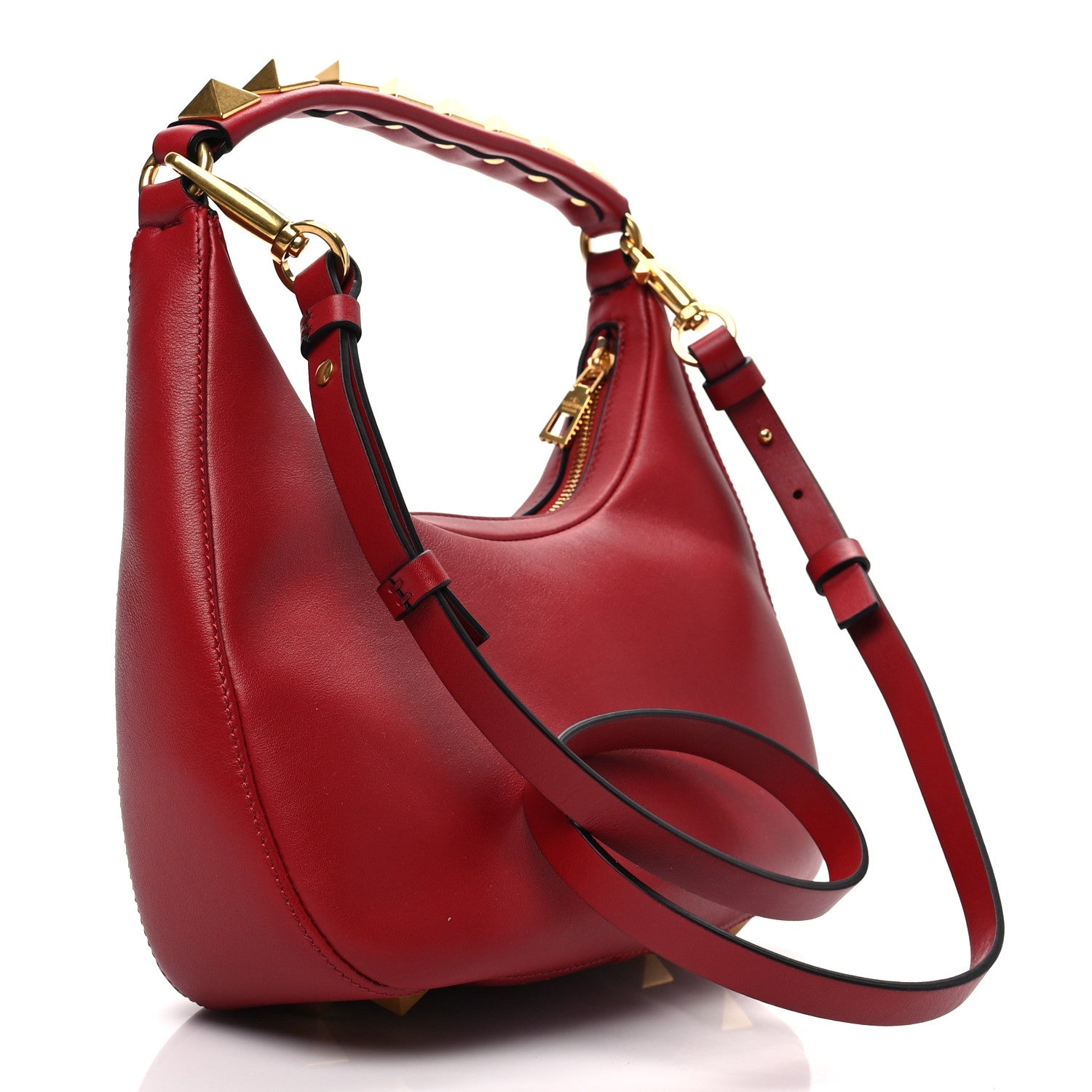 Valentino Garavani Calfskin Stud Sign Zip Hobo Rosso Valentino 2 of 6