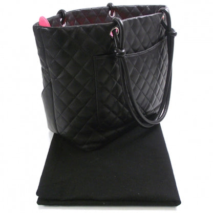 Chanel Calfskin Quilted Large Cambon Tote Black White 3 of 12