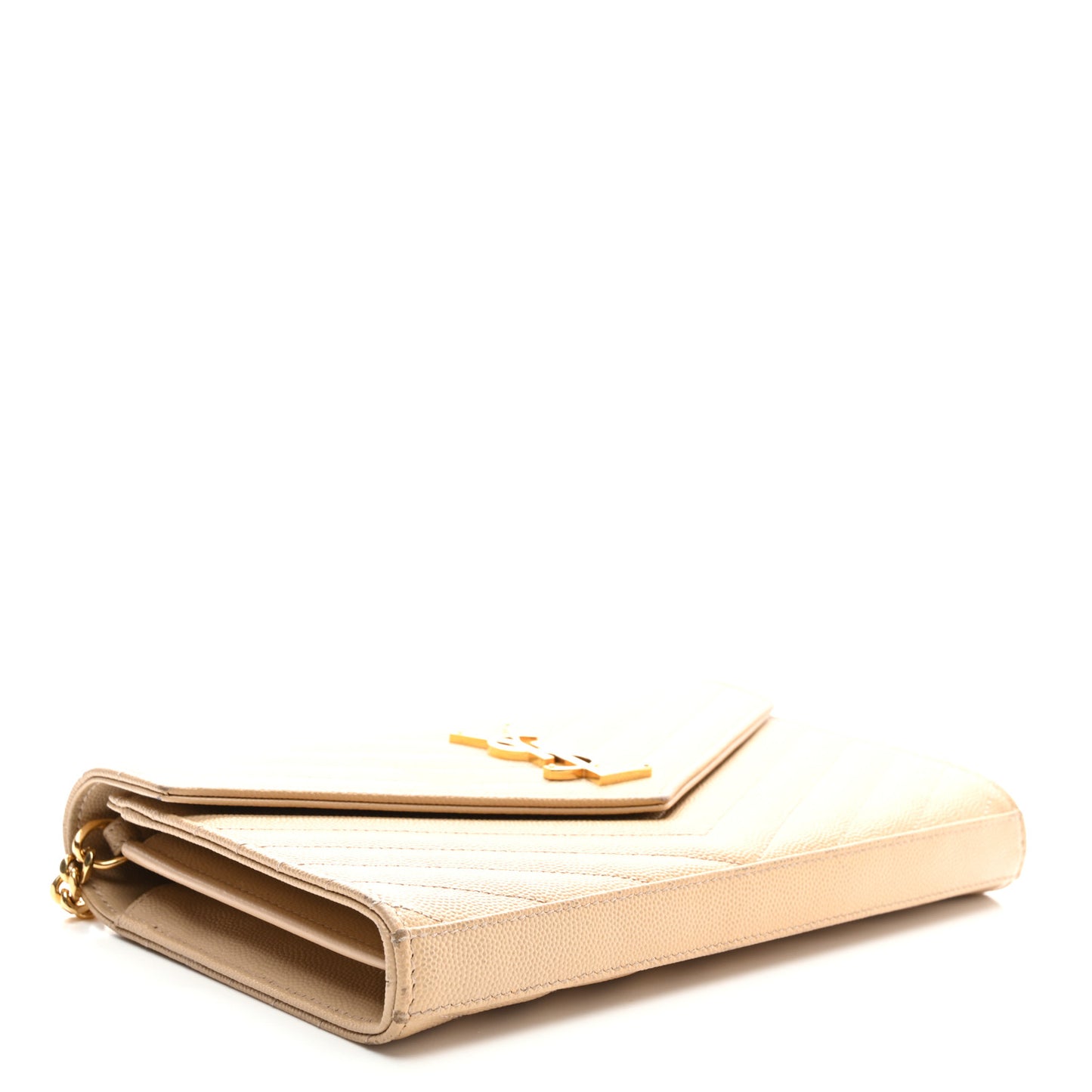 Grain De Poudre Matelasse Chevron Monogram Chain Wallet Nude Powder