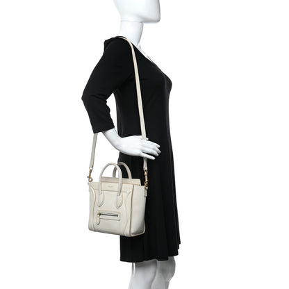 Celine Drummed Calfskin Nano Luggage Ivory 2 of 20