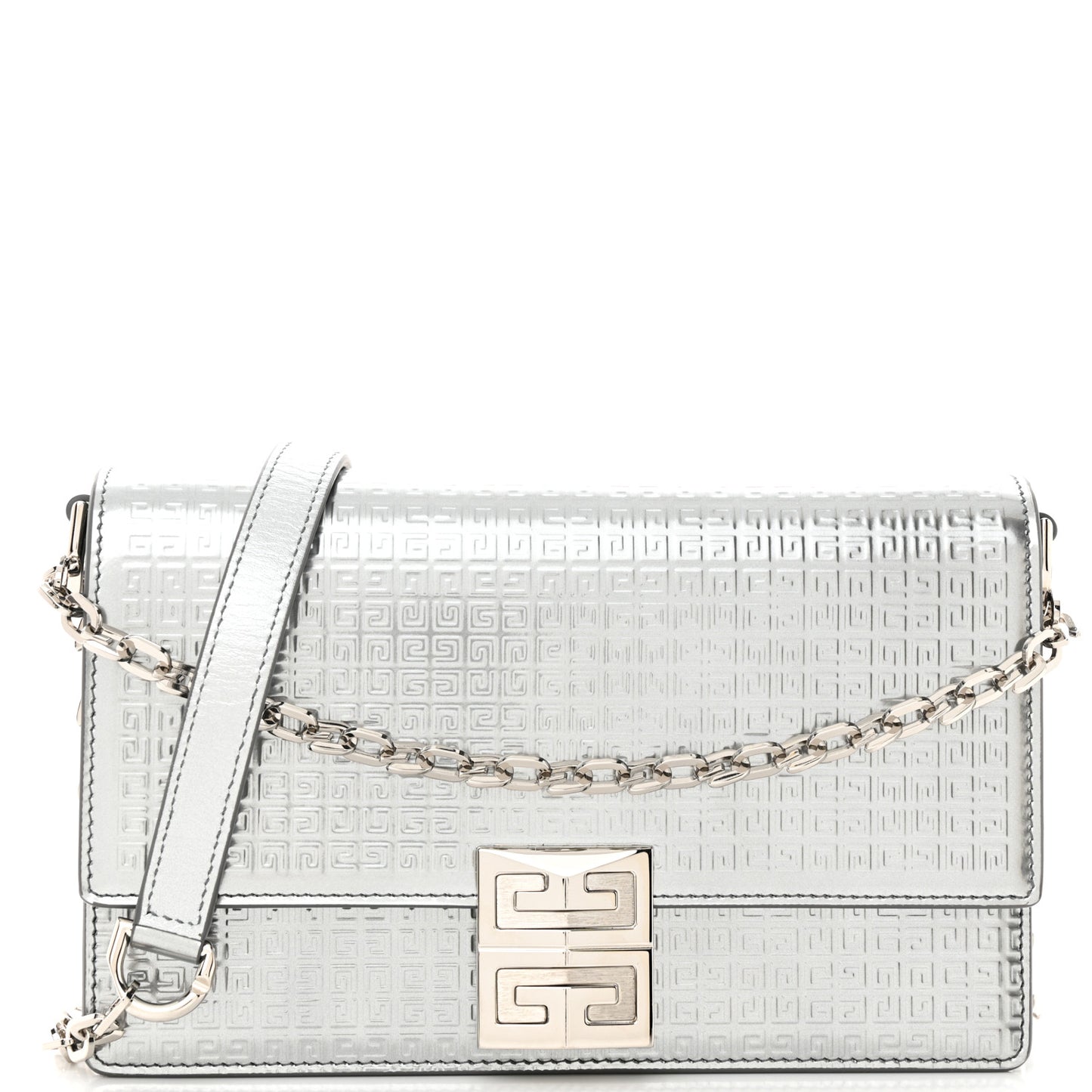 Metallic Calfskin 4G Embossed Small 4G Crossbody Silver