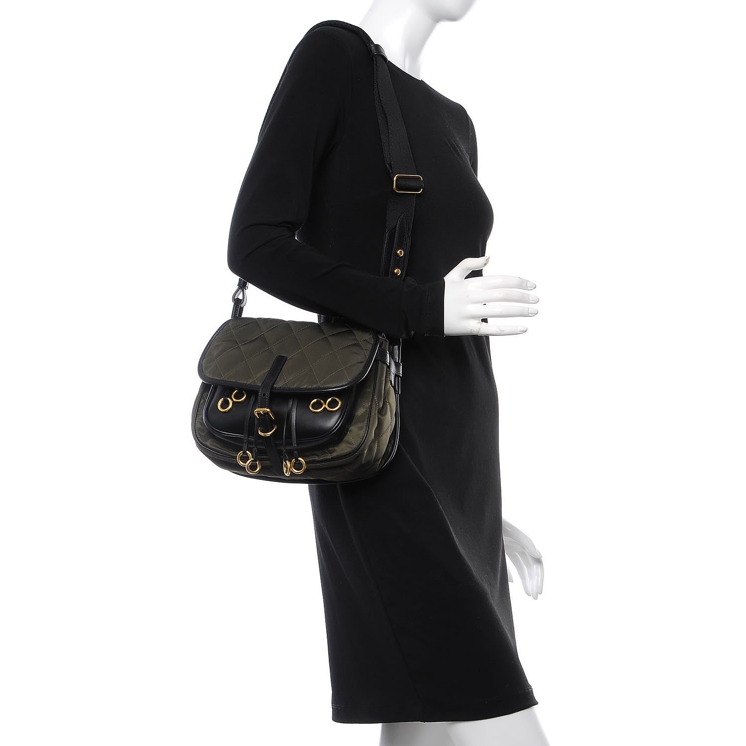 Prada Tessuto Nylon City Calfskin Quilted Crossbody Mimetico Black 2 of 7