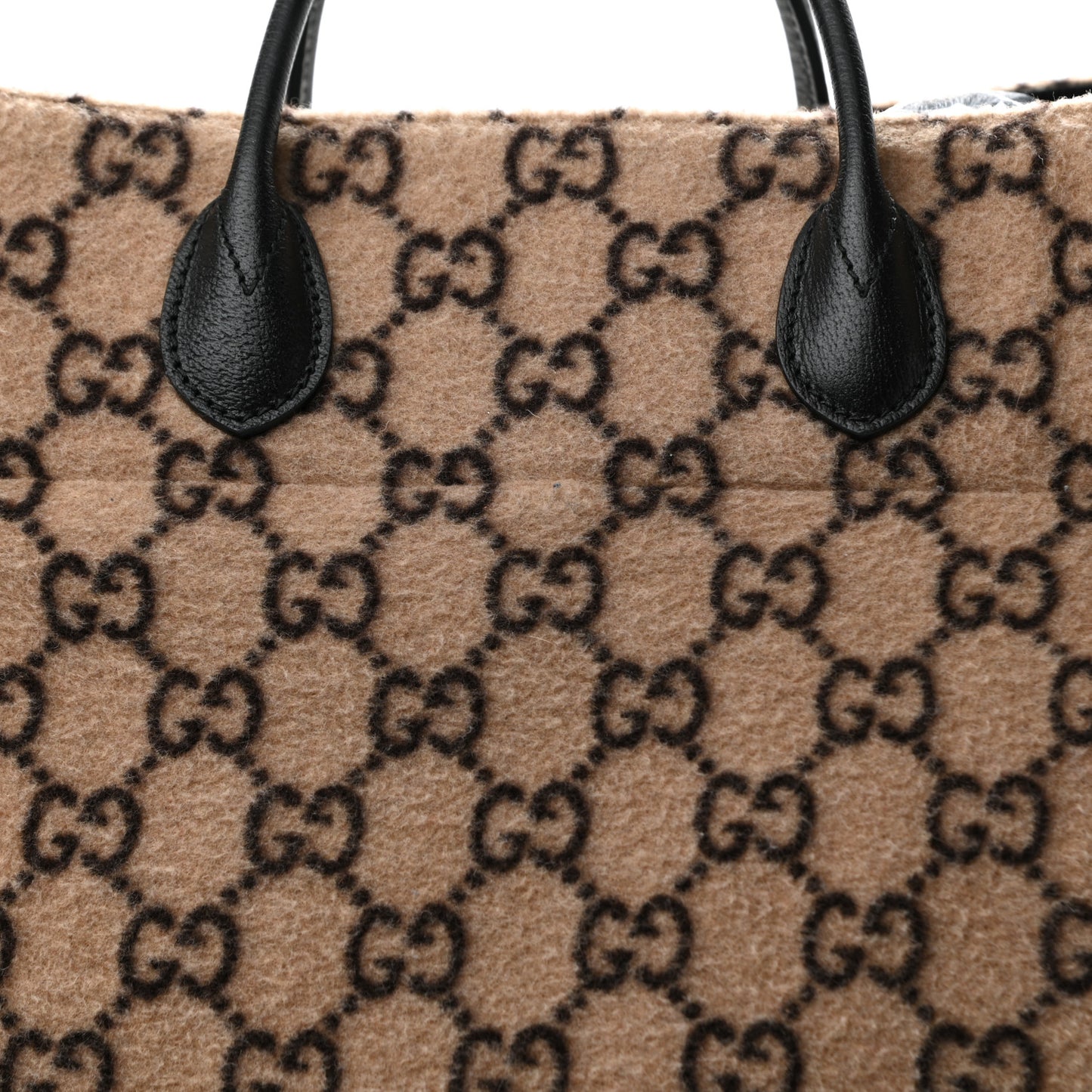 Covered Wool GG Monogram Large Tote Bag Beige Ebony