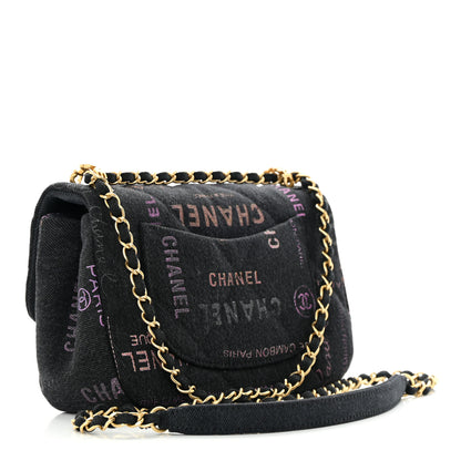 Chanel Denim Quilted Denim Mood Mini Rectangular Flap Black Multicolor 3 of 11