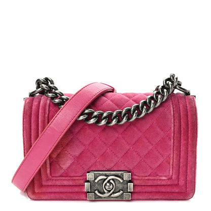 Chanel Velvet Quilted Small Boy Flap Pink 1 of 12