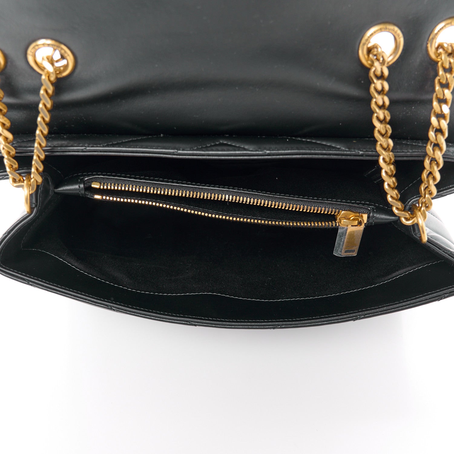 Saint Laurent Calfskin Y Quilted Monogram Medium Loulou Chain Satchel Black 5 of 11