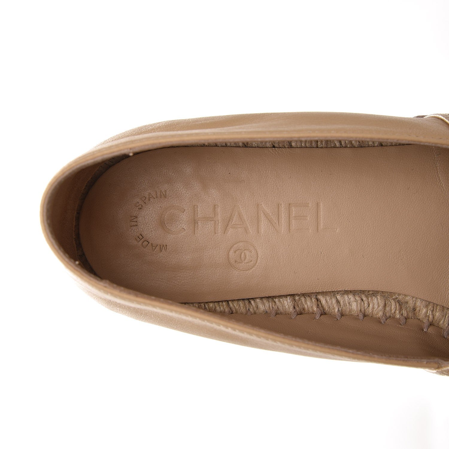 Chanel Lambskin CC Espadrilles 37 Beige Black 6 of 10