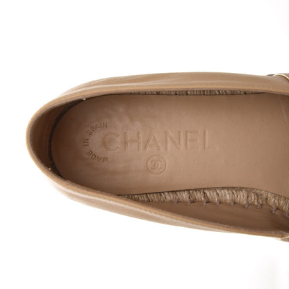 Chanel Lambskin CC Espadrilles 37 Beige Black 6 of 10