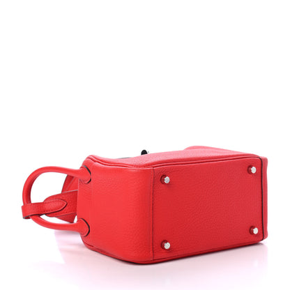 Hermes Taurillon Clemence Mini Lindy 20 Rouge De Coeur 3 of 4