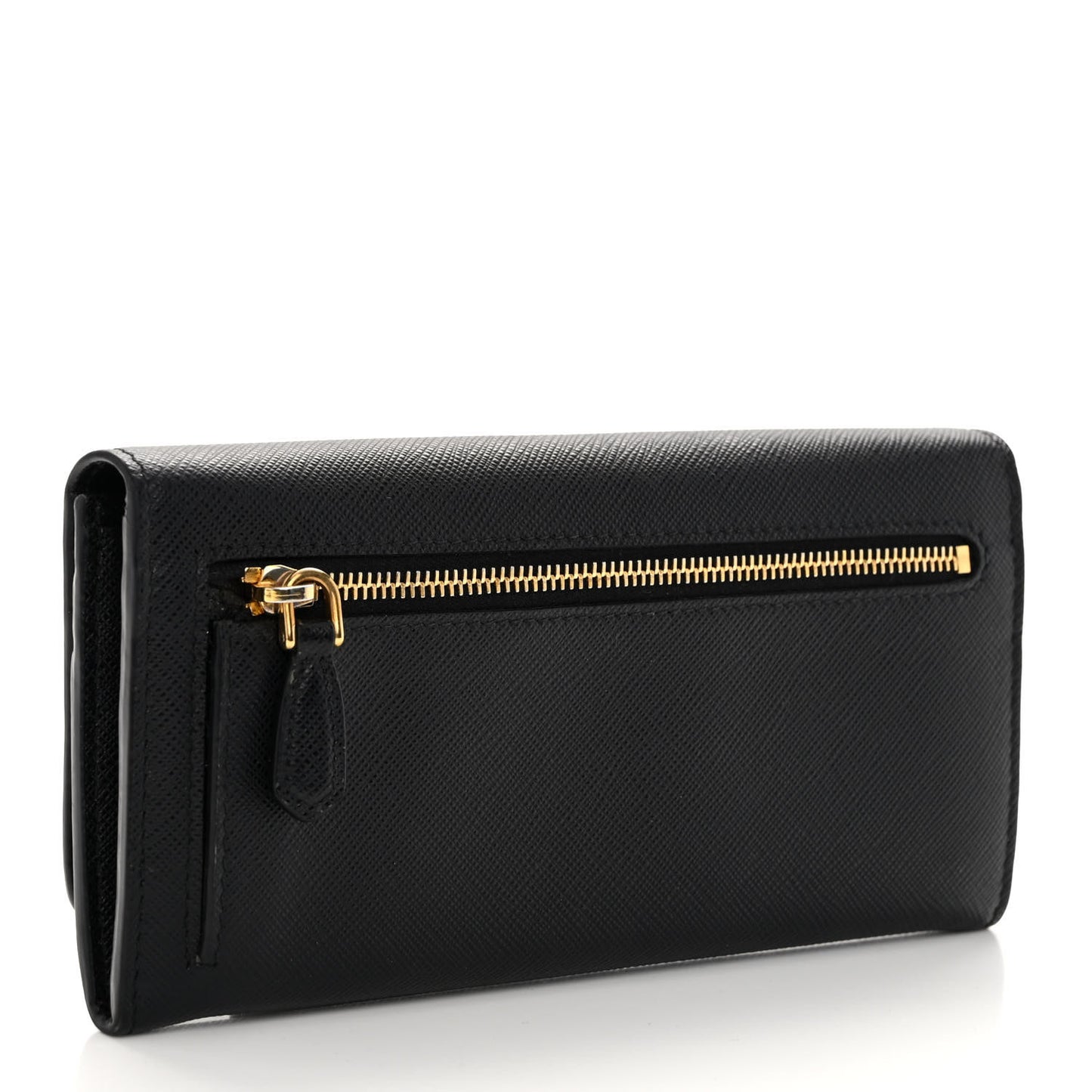 Saffiano Metal Continental Flap Wallet Black
