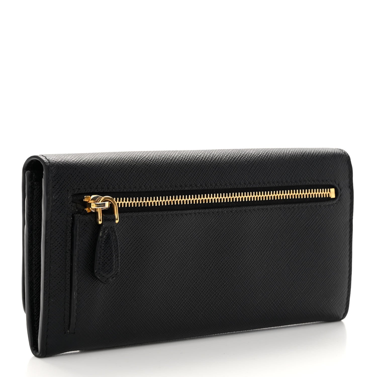 Prada Saffiano Metal Continental Flap Wallet Black 4 of 9