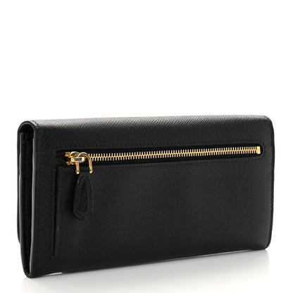 Prada Saffiano Metal Continental Flap Wallet Black 4 of 9