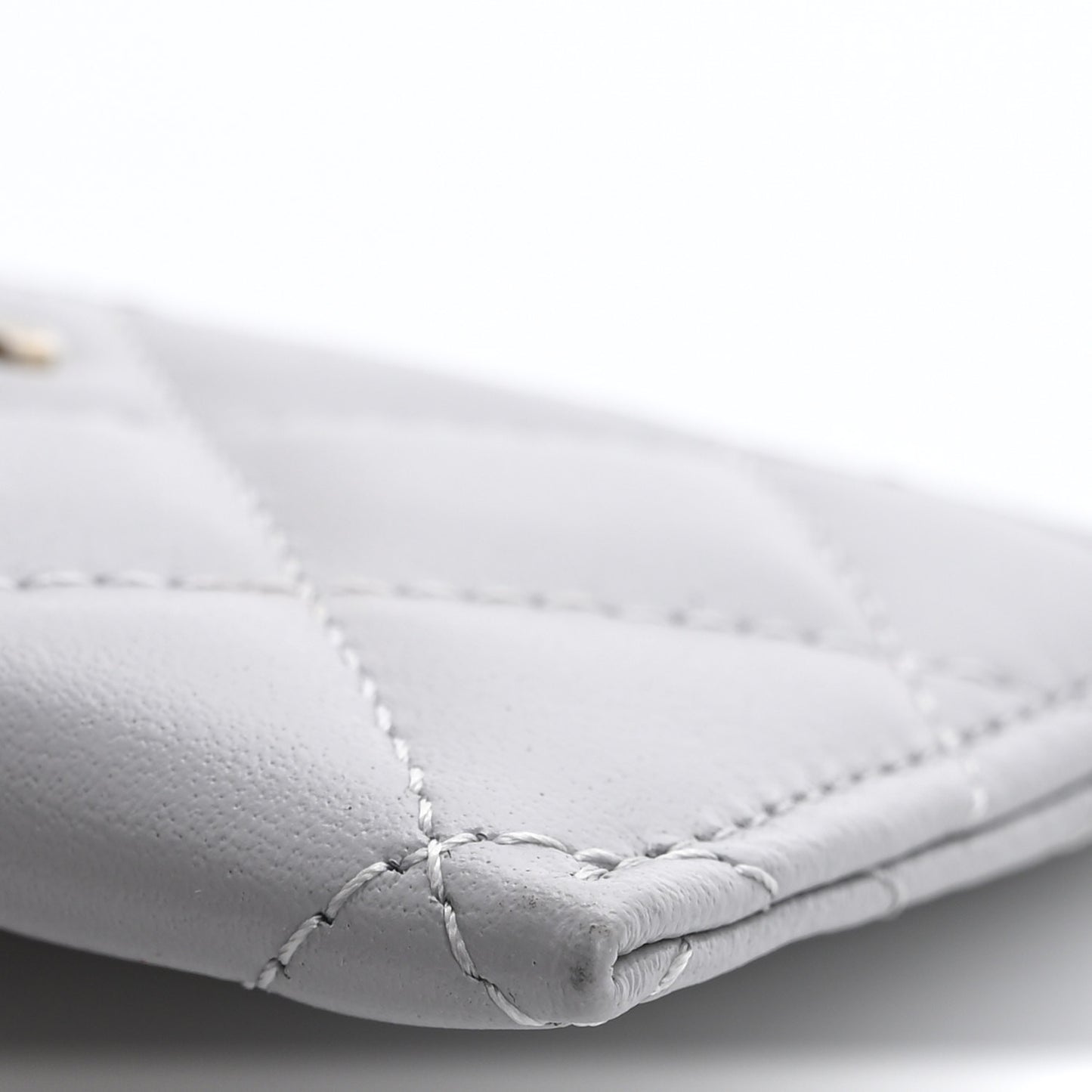 Lambskin Quilted Card Holder Grey