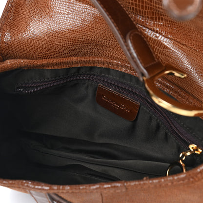 Christian Dior Lizard Saddle Bag Brown 5 of 9