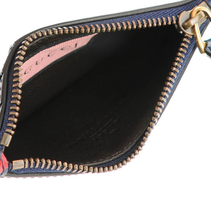 Gucci Calfskin GucciGhost Coin Case Card Holder Blue Agata Hibiscus Red 6 of 8