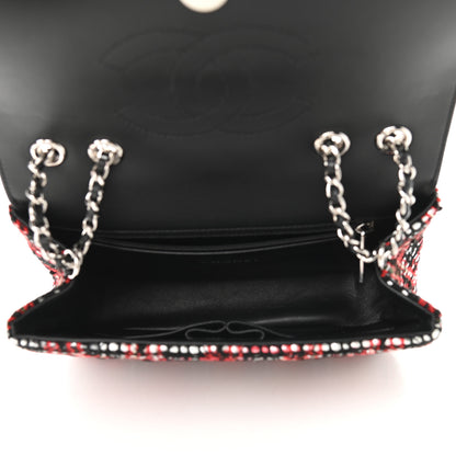 Chanel Tweed Lambskin Quilted Small CC Filigree Flap Red Black 5 of 9