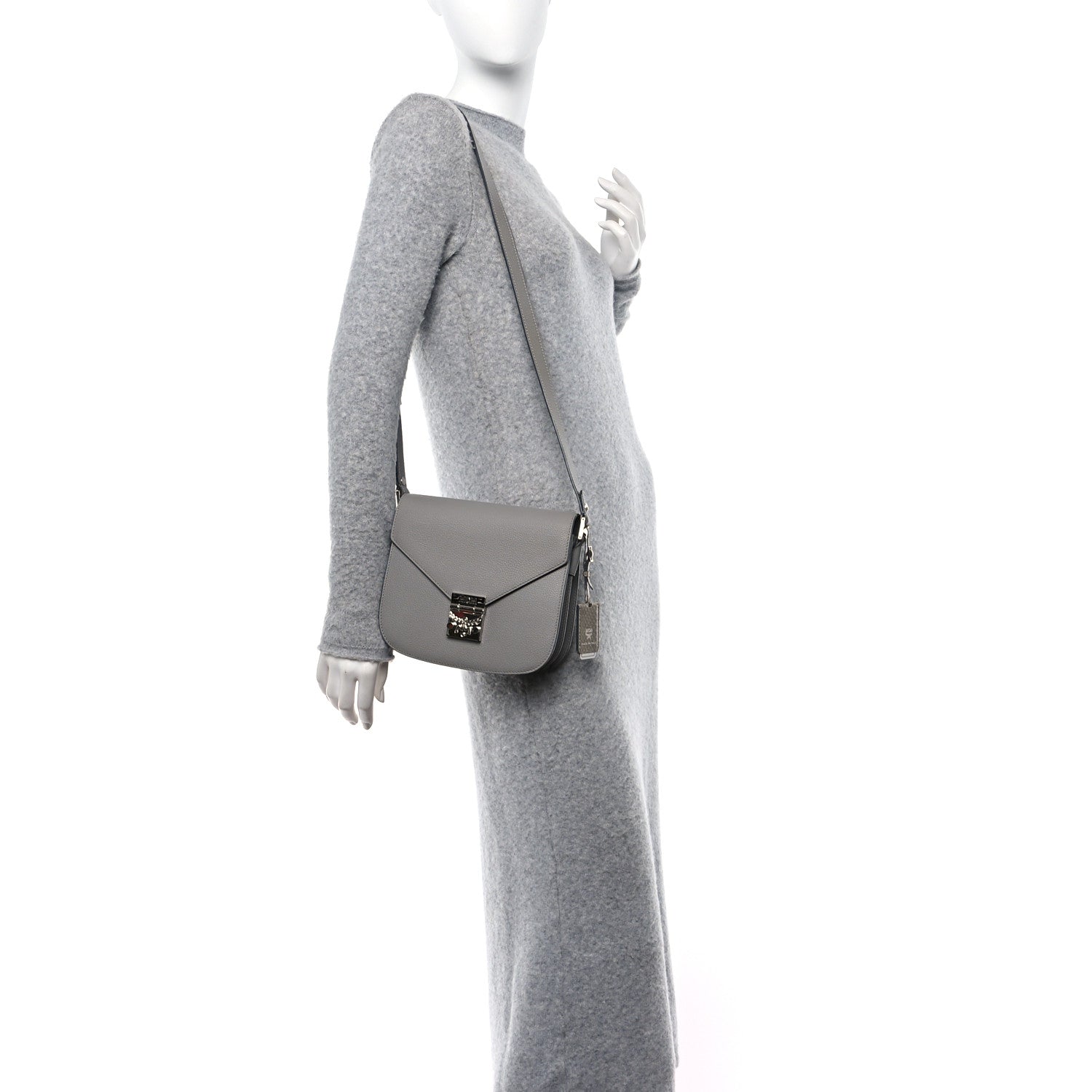 MCM Grained Calfskin Patricia Park Avenue Crossbody Bag Arch Grey 2 of 11