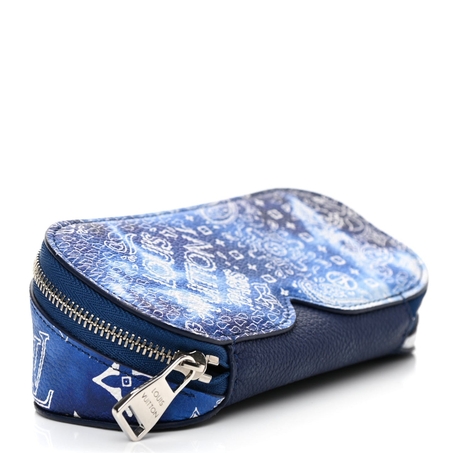 Cowhide Monogram Bandana Sunglasses Case GM Blue White