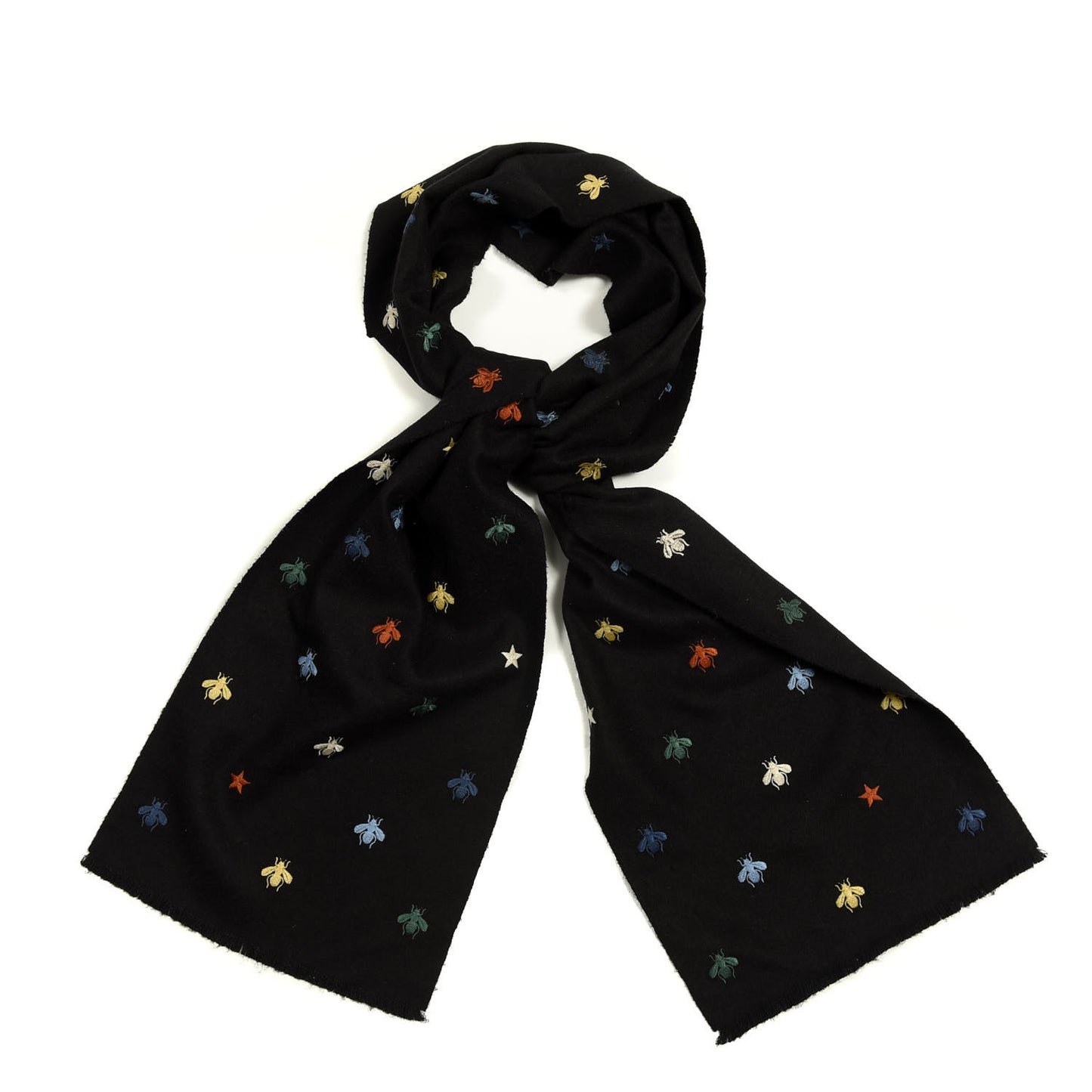 Silk Cashmere Bee Stardust Scarf Black