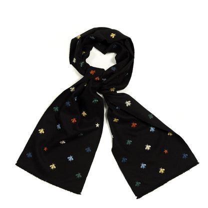 Gucci Silk Cashmere Bee Stardust Scarf Black 1 of 4