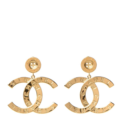 Chanel Metal Large Paris Button Earrings Gold 1 of 4