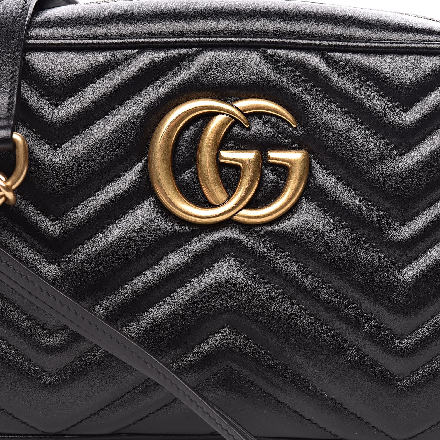 Gucci Calfskin Matelasse Small GG Marmont Chain Shoulder Bag Black 10 of 12